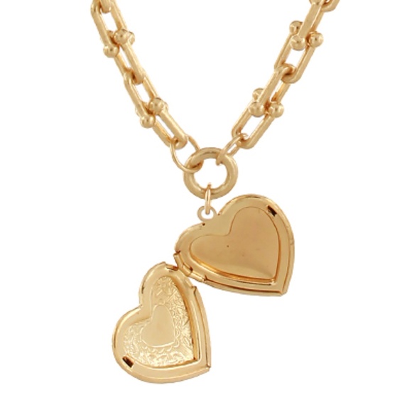 Heart Lock Pendant T-Chain Necklace - Picture 2 of 2